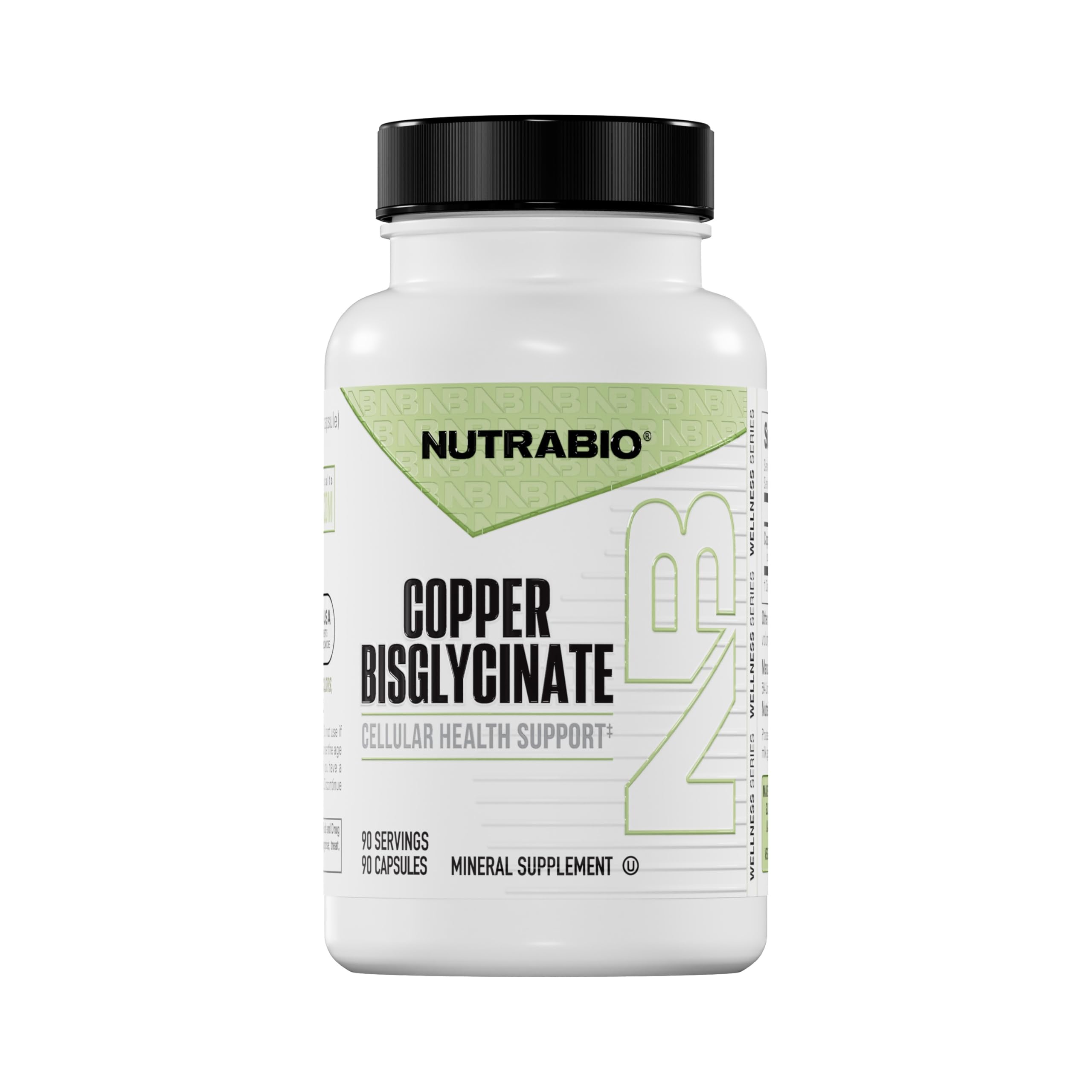 NutraBio Chelated Copper Bisglycinate Supplement (3mg), Immune Support - Copper Supplement- 90 Capsules