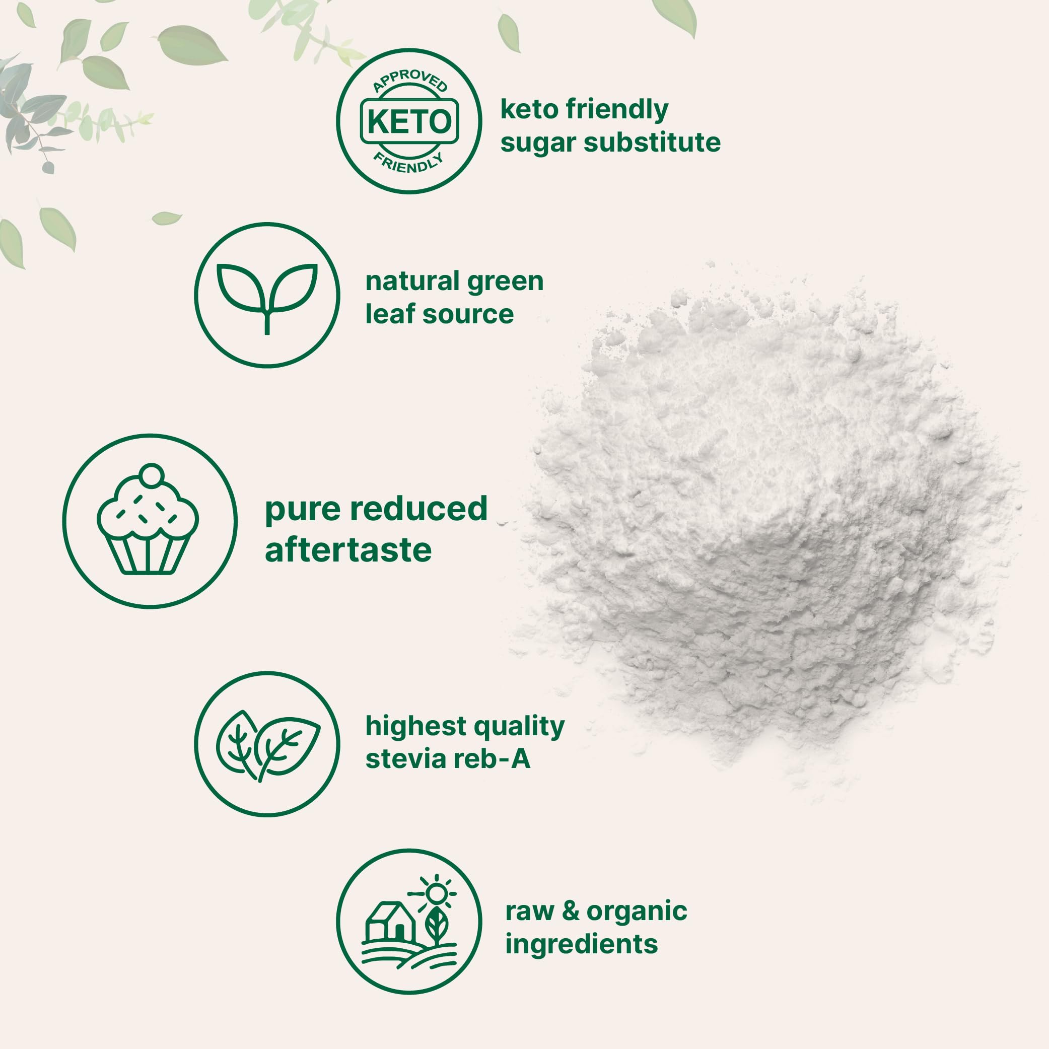 Micro Ingredients Pure Organic Stevia Powder, 8 Ounces, 1418 Serving, Highest Grade Green Leaf Extract Reb-A, Reduced Bitter Aftertaste, 0 Calorie, Natural Sweetener, Sugar Alternative, Keto Friendly