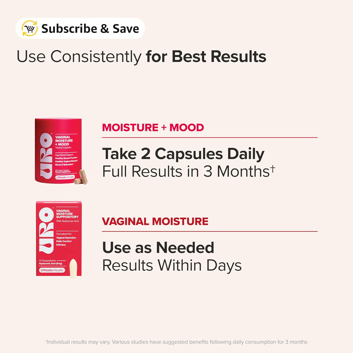 URO Vaginal Moisture + Mood and Vaginal Moisture Hyaluronic Acid Bundle