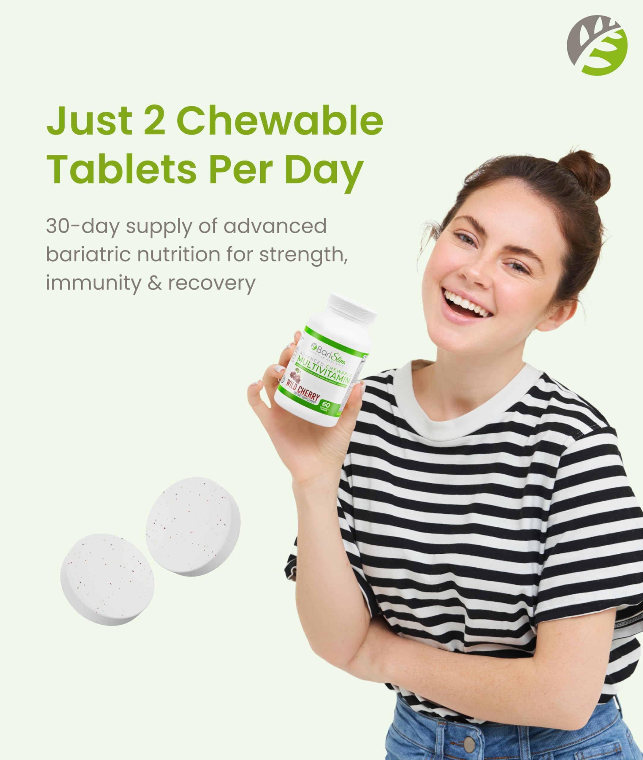 BariSlim Advanced Chewable Bariatric Multivitamin Tablets - Bariatric Vitamin and Supplement for Post Bariatric Surgery Including Gastric Bypass and Gastric Sleeve | Wild Cherry (60 Count) BariSlim buy supplements Au