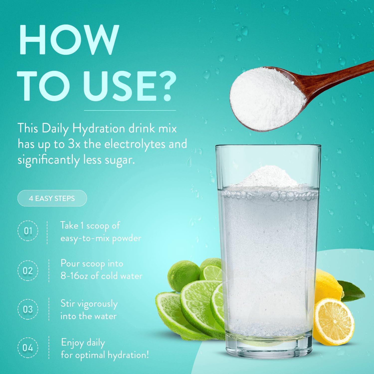 TruBrain Daily Hydration - Enhance Focus and Energy with Electrolyte-Rich Supplement. Stay Hydrated & Alert!
