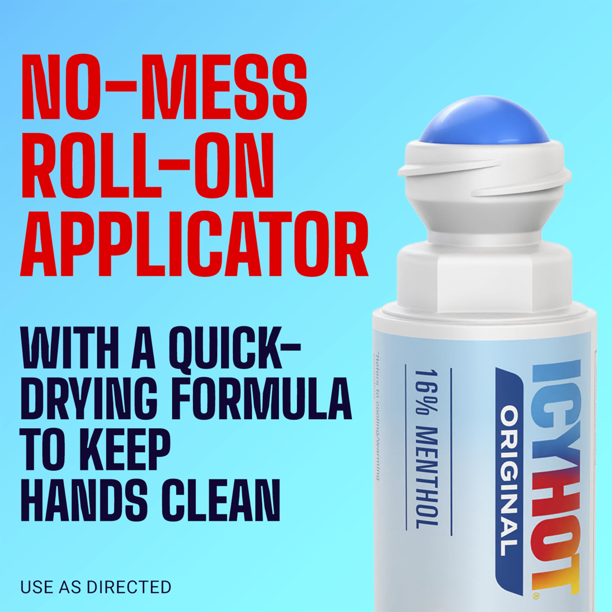 Icy Hot Original Pain Relief No-Mess Roll-On Applicator, Fast-Acting Pain Relief with Max Strength Menthol 16%, Contrast Therapy for Backaches, Joints, Muscle Strains and Arthritis, 2.5 oz Icy HotBuy Supplements Australia