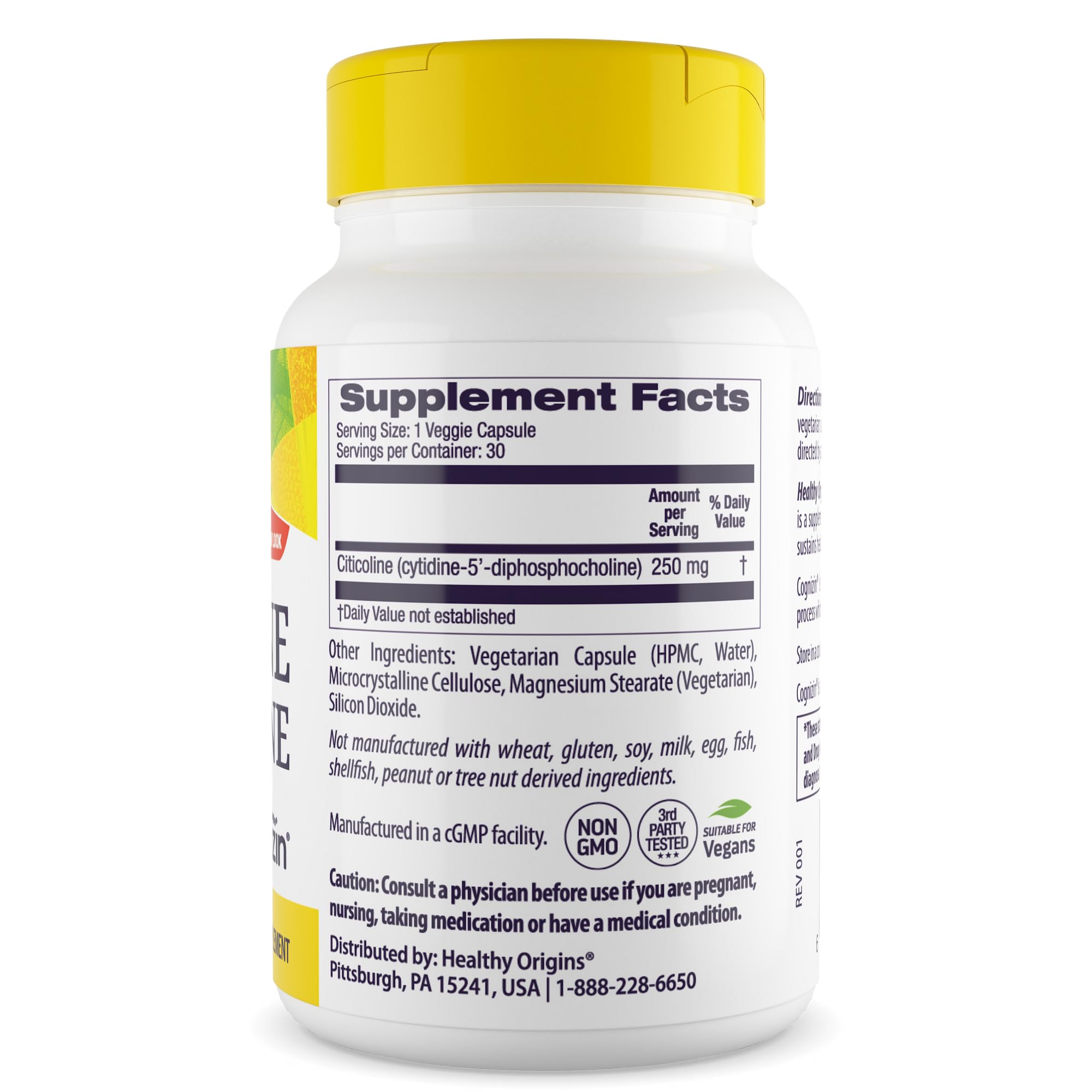 Healthy Origins Cognizin Citicoline 250 mg, 60 Veggie Caps