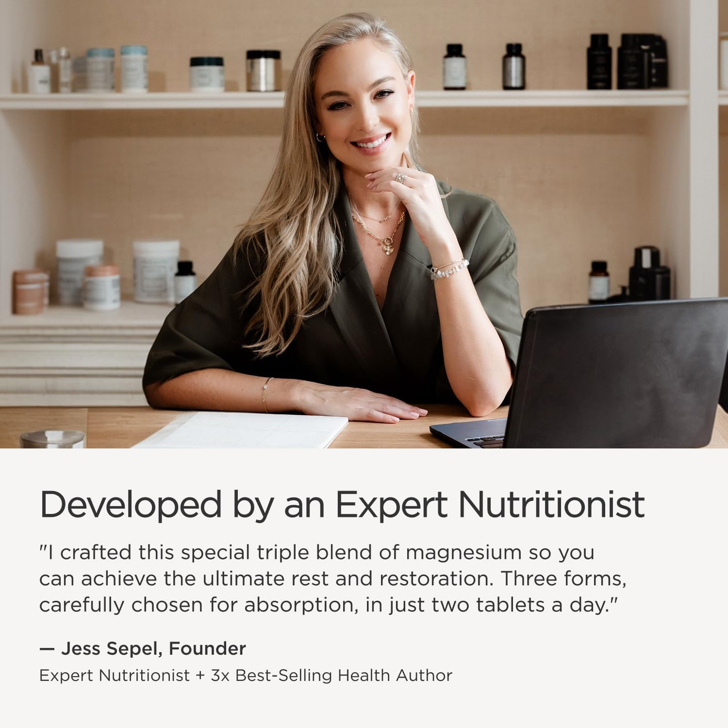 JSHealth Magnesium Supplement for Sleep. 400mg Triple-Form Glycinate | Made with Citrate, Amino Acid Chelate Developed By Nutritionist Jessica Sepel