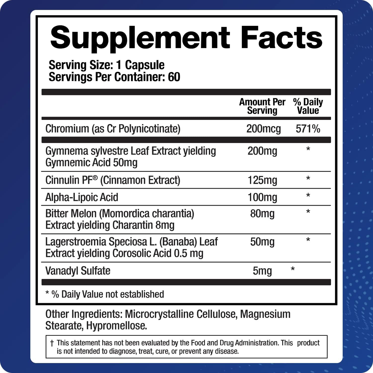 BioMatrix Metabolism Supplement for Men and Women, Cinnamon, Gymnema, Lipoic Acid, Vanadyl Sulfate, Chromium Picolinate, Bitter Melon (60 Capsules)