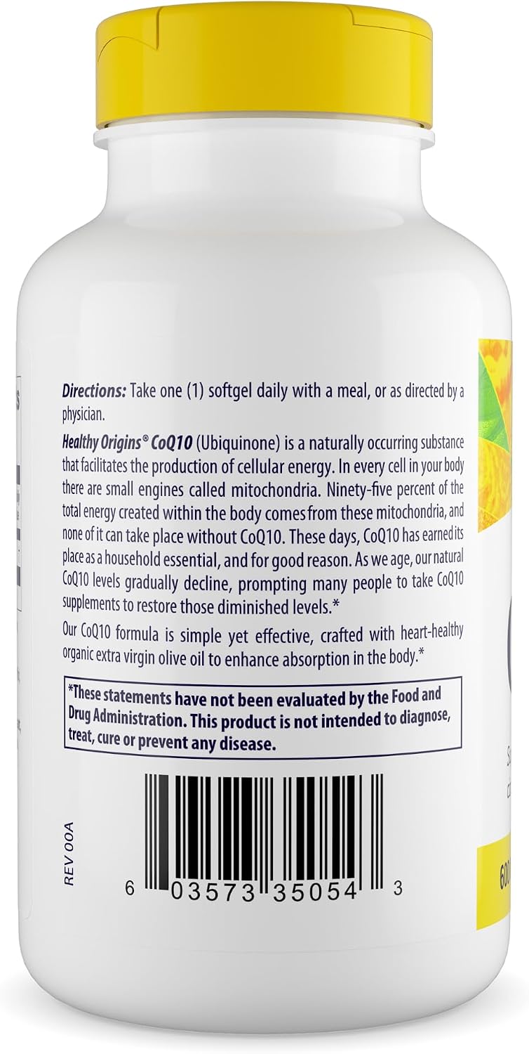 Healthy Origins CoQ10 600 mg, Kaneka Q10, 60 Softgels