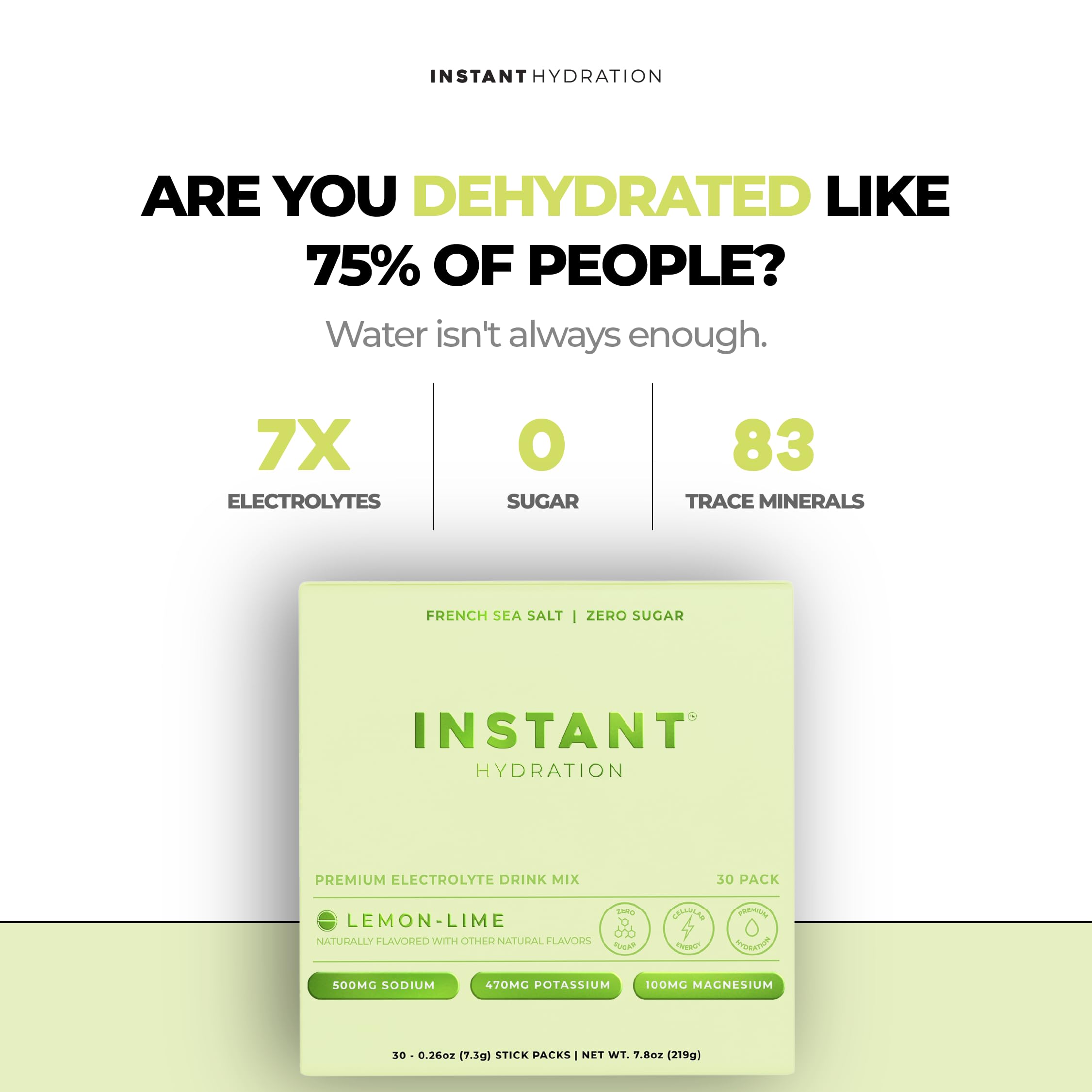 Instant Hydration Electrolytes Powder Packets - Watermelon Electrolyte Drink Mix - Zero Sugar - Keto, Vegan, Gluten-Free, Non-GMO - Boost Recovery, Brain Health, Muscle & Tissue Support- 30 Sticks