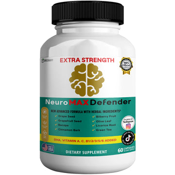 GREENVIFY NeuroMAX Defender Extra Strength Brain Support Supplement with Herbal Blend, 60 Capsules, DHA, B12, Vitamins A C D E, Selenium, 30-Day Supply (1) GREENVIFYBuy Supplements Australia
