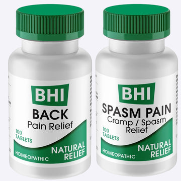 BHI Pain & Spasm Bundle BHI Back Homeopathic Support for Back Pain (100 Tablets) +BHI Spasm, Natural Relief for Cramps & Spasms, Homeopathic Medicine (100 Tablets) MediNaturaBuy Supplements Australia