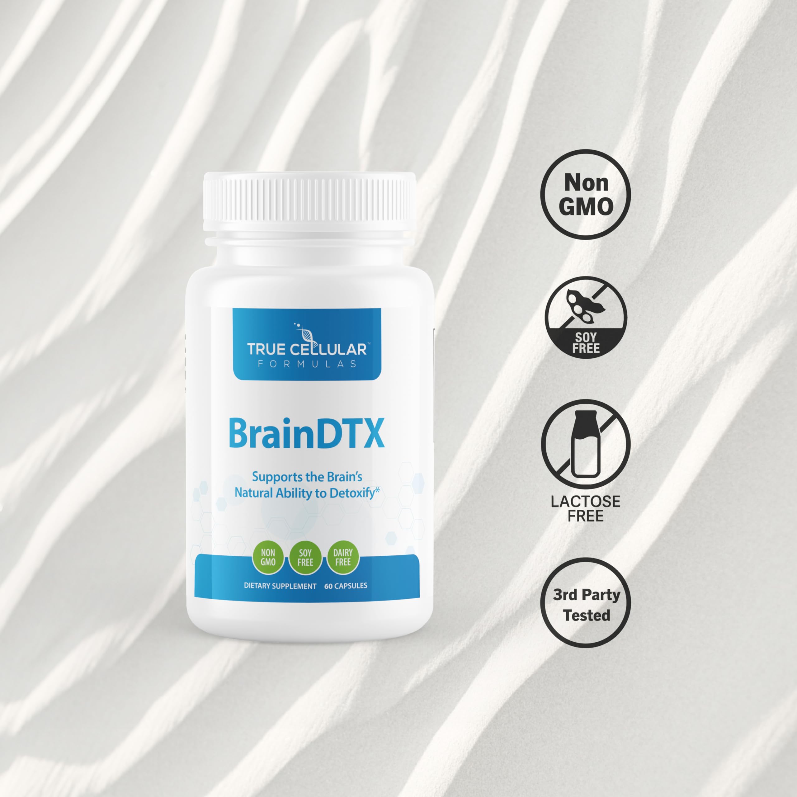 True Cellular Formulas BrainDTX - Supports Cognitive Function, Focus & Mental Clarity - Promotes Clear Thinking & Memory - with Alpha Lipoic Acid & Biotin - Antioxidant Support - 60 Capsules True Cellular Formulas buy supplements Au