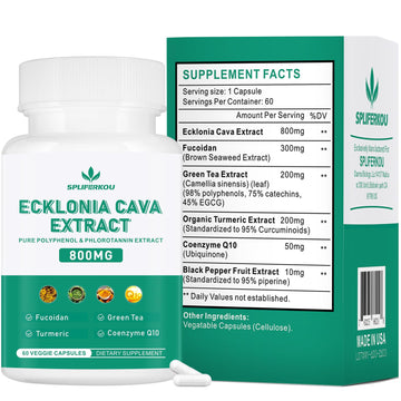 Spliferikou Ecklonia Cava Extract, 800mg, 60 Veggie Capsules with Fucoidan, Green Tea, Turmeric, CoQ10, Dietary Supplement SpliferkouBuy Supplements Australia