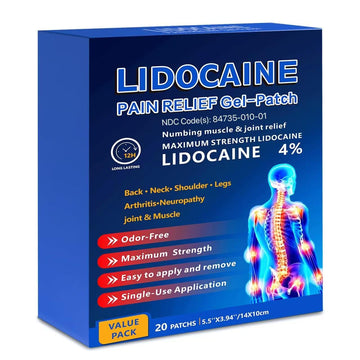 KIbabyDI Professional Lidocaine Pain Relief Patches - 20 Count | 4% Medicated Gel Patches for Targeted Joint & Muscle Comfort | Long-Lasting 12-Hour Relief, Ultra-Flexible Design -lb234 KIbabyDIBuy Supplements Australia