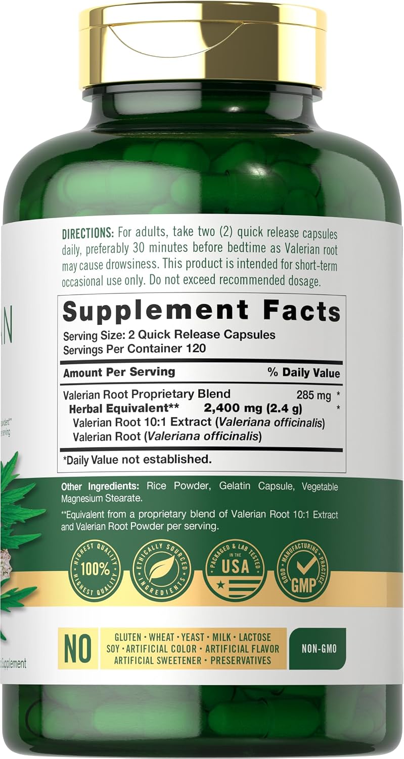 Carlyle Valerian Root Extract Supplement | 240 Capsules | Traditional Herbal Formula | Non-GMO & Gluten Free