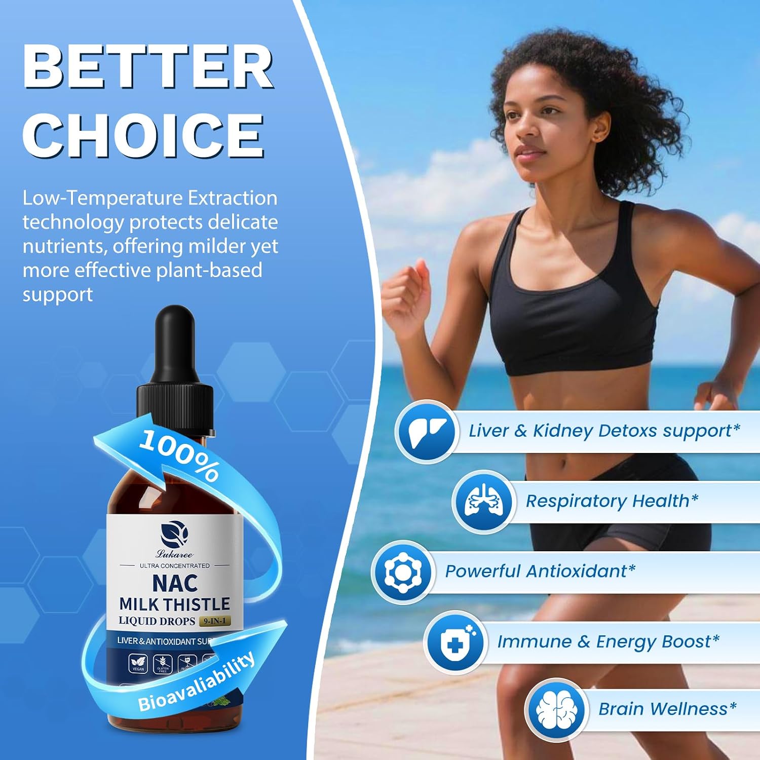 Lukaree Liposomal Liquid NAC 600mg Supplement for Liver Detox & Antioxidant | N-Acetyl-L-Cysteine Liquid Drops w/Milk Thistle & Selenium for Detox Support & Immune Support* - Ultra-Concentrated -2oz