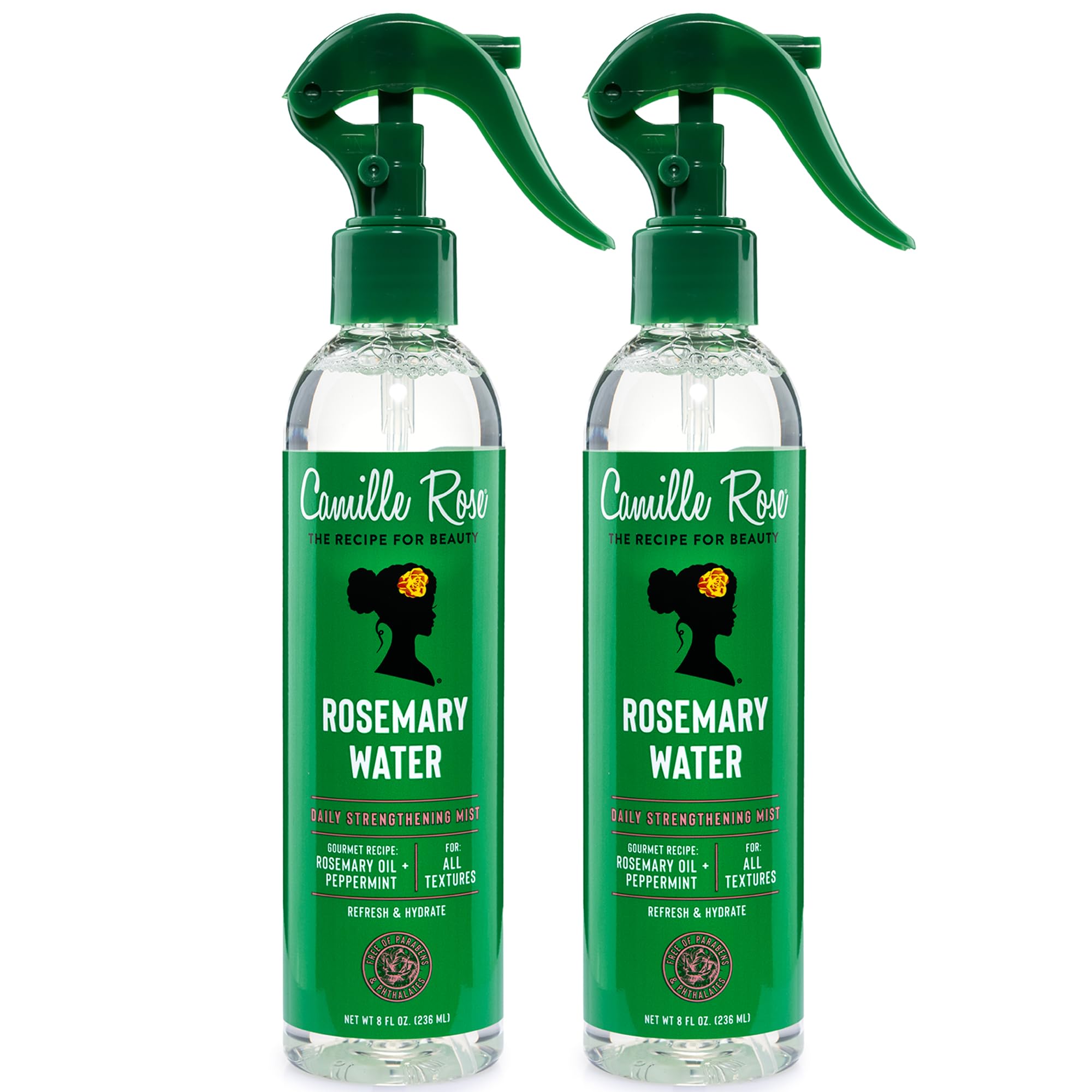 Camille Rose Rosemary Water, Daily Hair Strengthening Mist – Hydrating Refresher Spray with Rosemary Oil, Peppermint & Aloe Vera, 8 Oz Ea