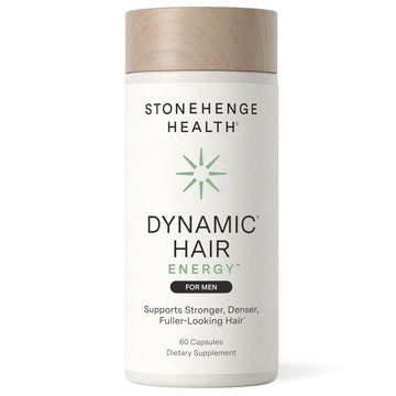 Stonehenge Health Dynamic Hair Energy for Men – Hair Growth Supplement with Saw Palmetto, Spermidine, Biotin & Tocotrienols – Supports Thicker, Denser, Fuller-Looking Hair – 60 Vegetarian Capsules