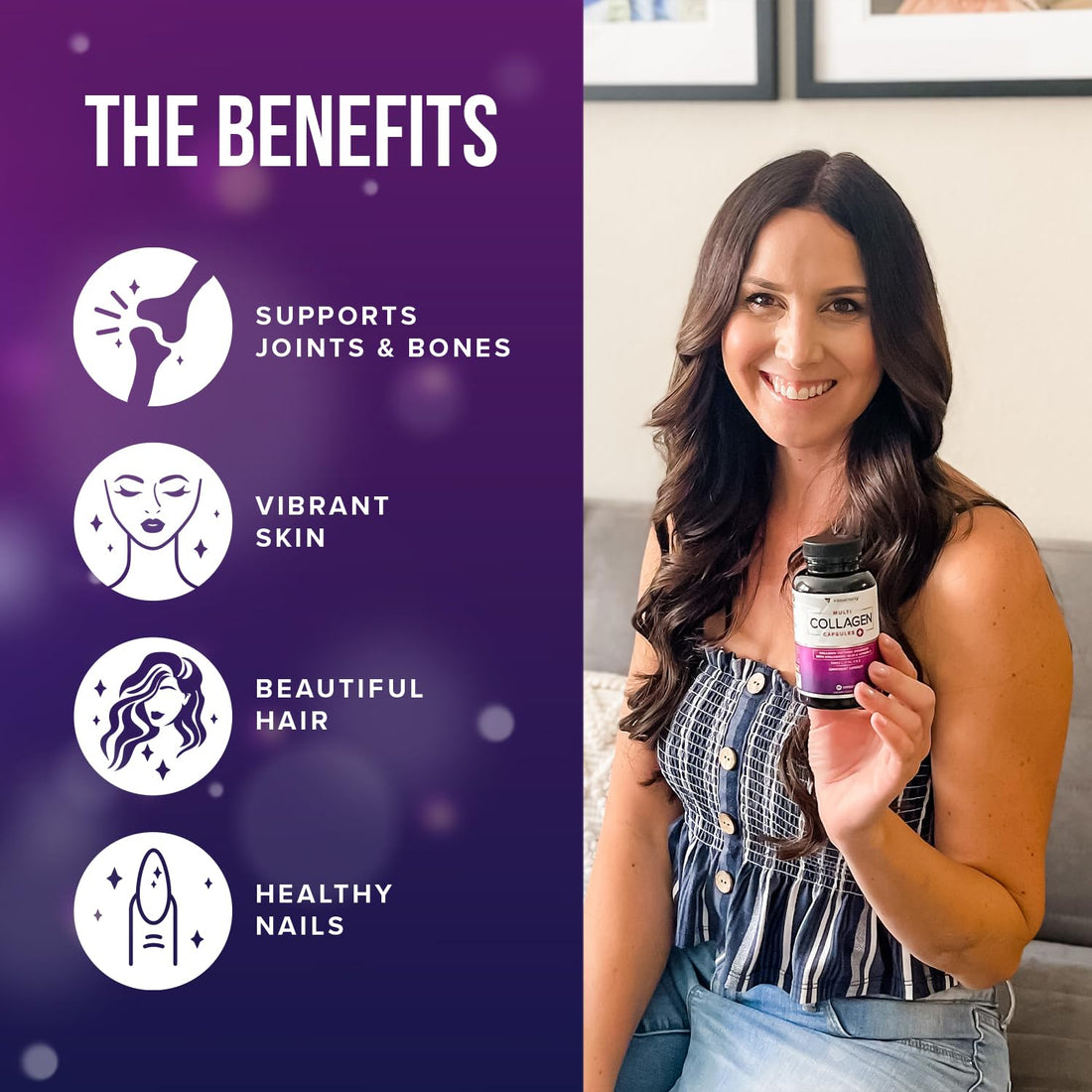 Multi Collagen Peptides Capsules for Women - Hydrolyzed Collagen for Women Pills with Types I II III V & X Plus Vitamin C & Hyaluronic Acid for Beautiful Hair Skin and Nails - 30 Servings Vitauthority buy supplements Au