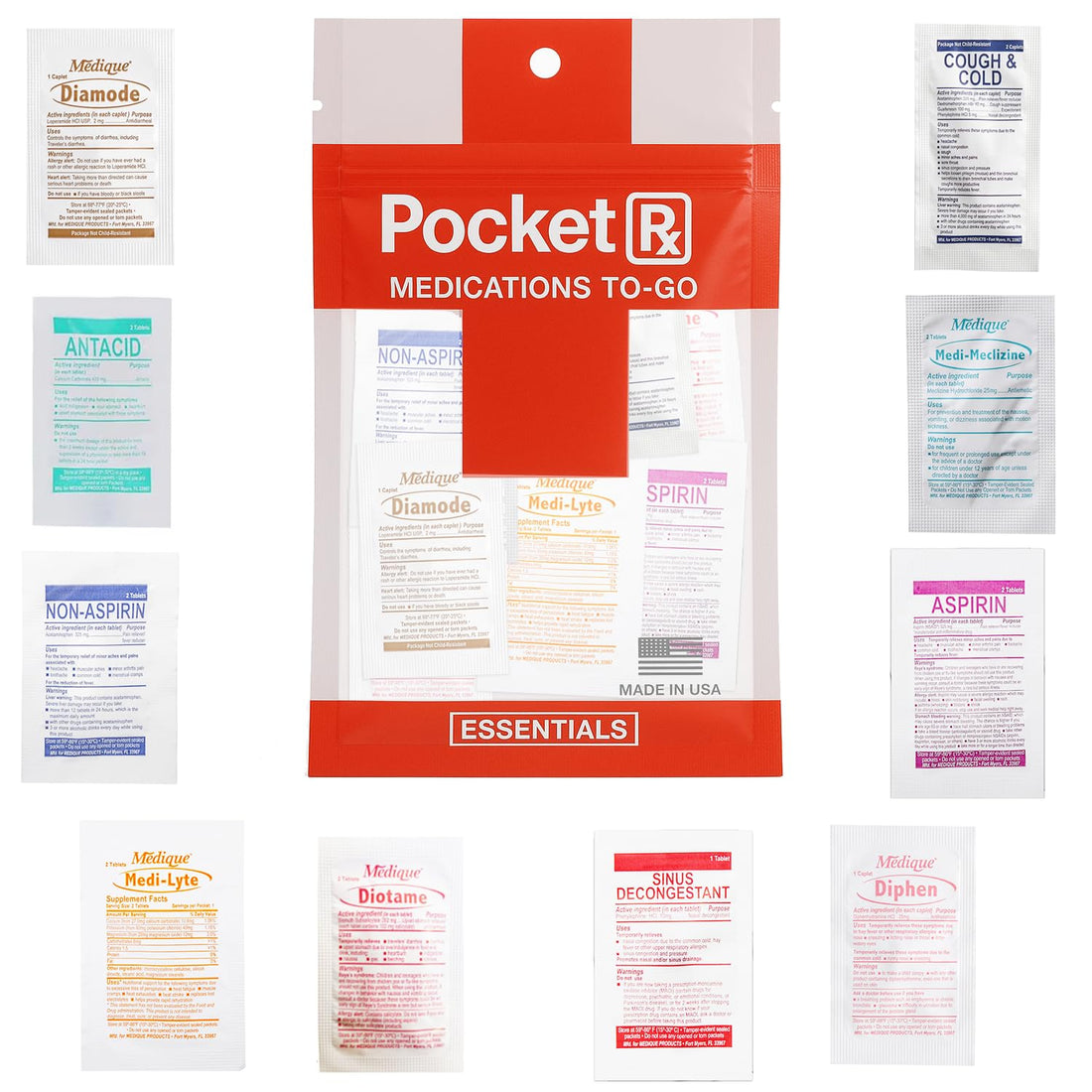 Pocket RX Mini Travel Medicine Kit – TSA-Approved First Aid Pouch with 10 Essential OTC Medications for Headache, Pain, Allergy, Upset Stomach & More – Compact, USA Made (17 Tablets) Real Vitamins buy supplements Au