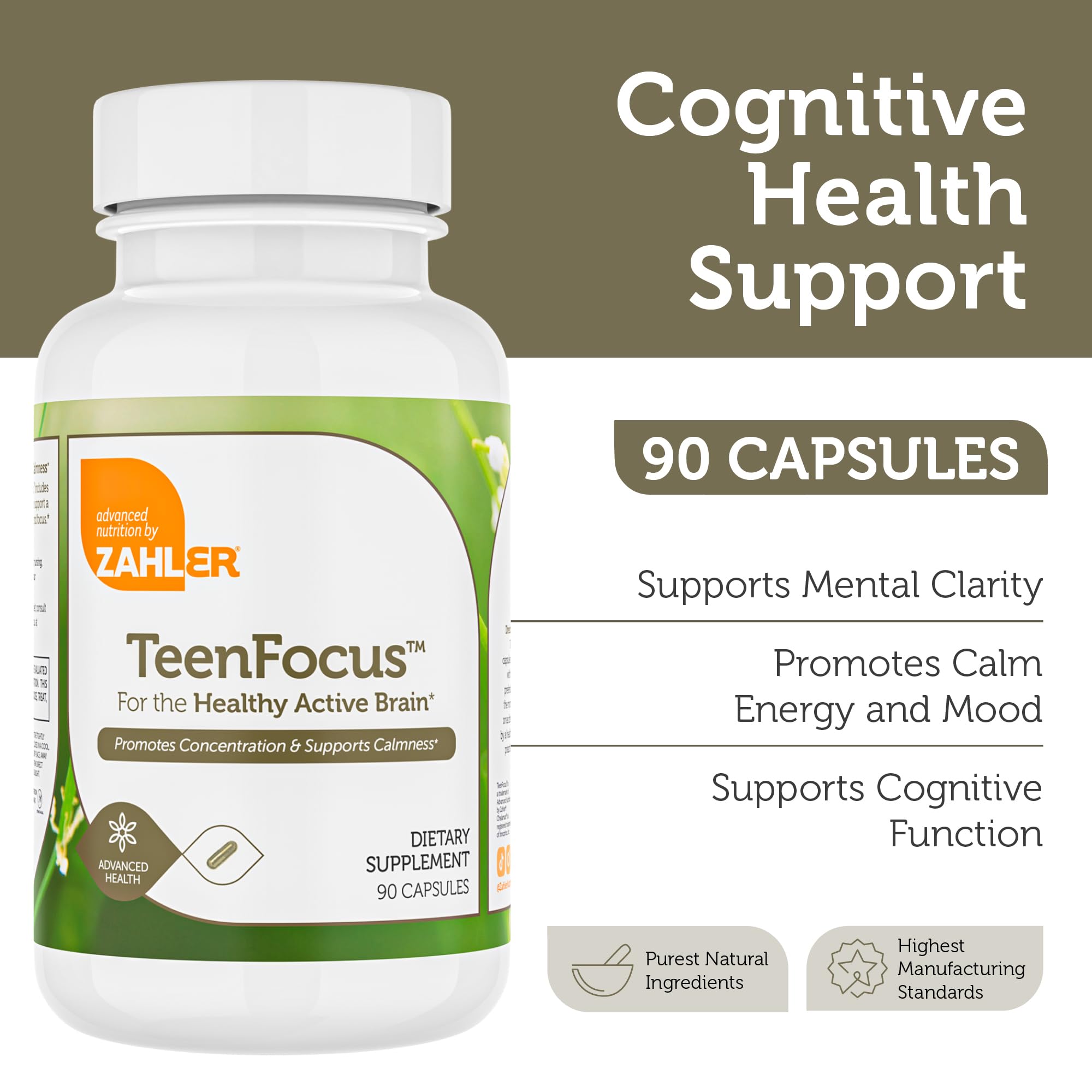 Zahler TeenFocus, Advanced Formula for Improved Focus & Concentration, Certified Kosher, 90 Capsules ZahlerBuy Supplements Australia