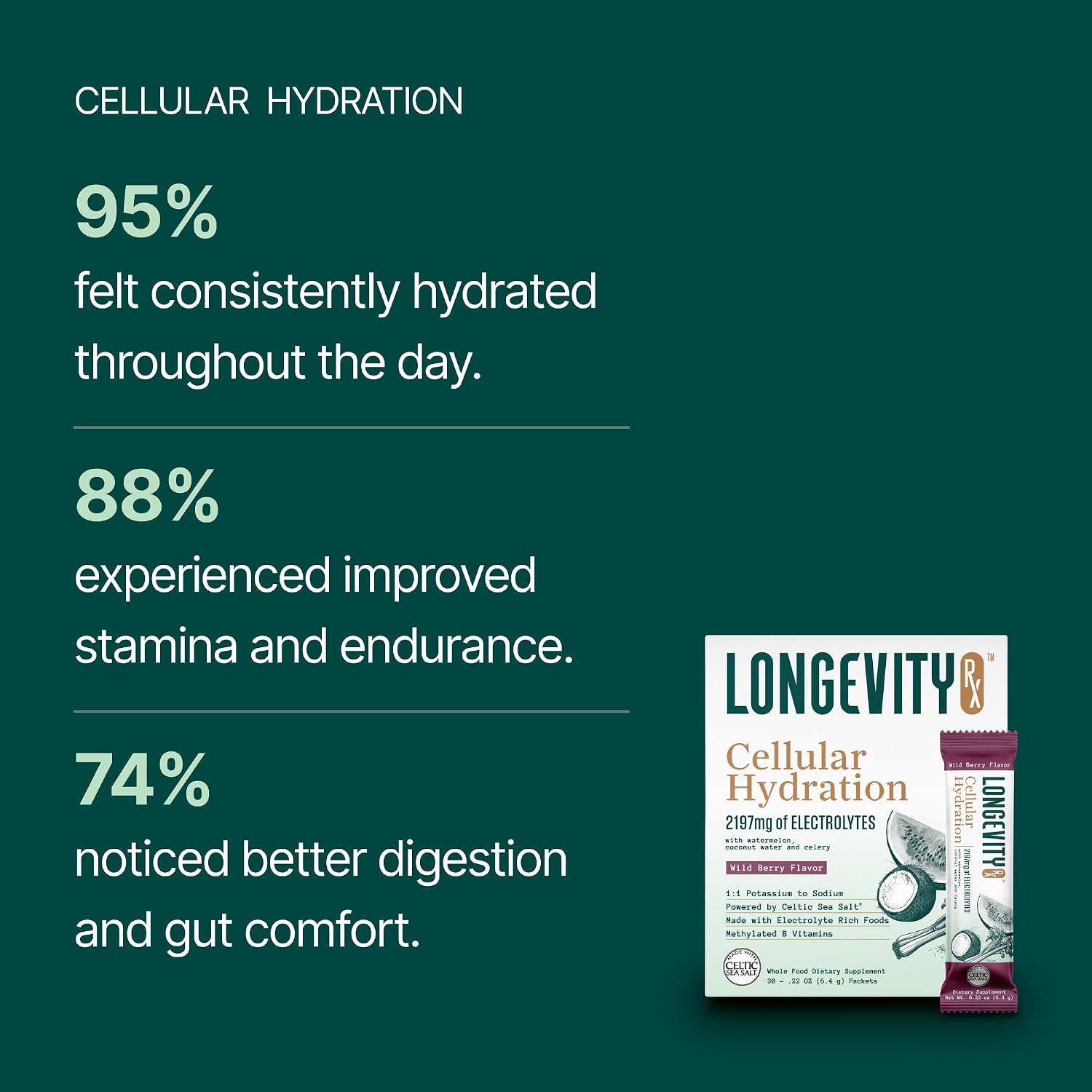 Cellular Hydration Electrolyte Powder – Pink Celtic Cave Salt from Spain, 410mg Choline, 1:1 Sodium-Potassium Ratio, Superfood Hydration Blend for Energy, Focus & Performance, 30 Servings