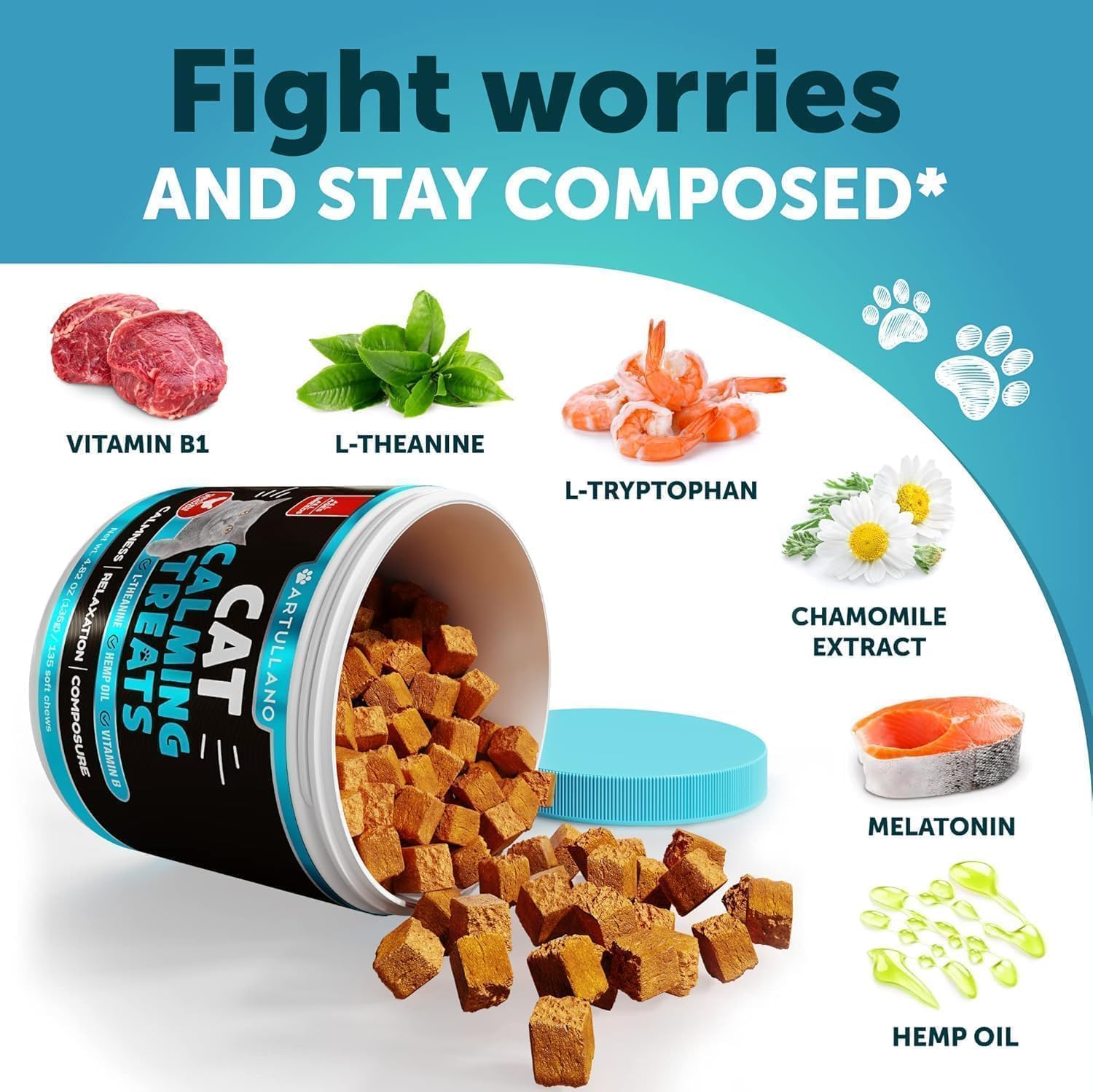 L-Lysine for Cats - Lysine Powder Supplement - 900mg/serving - Immune Support for Cats & Kittens - Sneezing, Runny Nose, Squinting, Watery Eyes, Cold, Eye Function, Respiratory Health - with Taurine