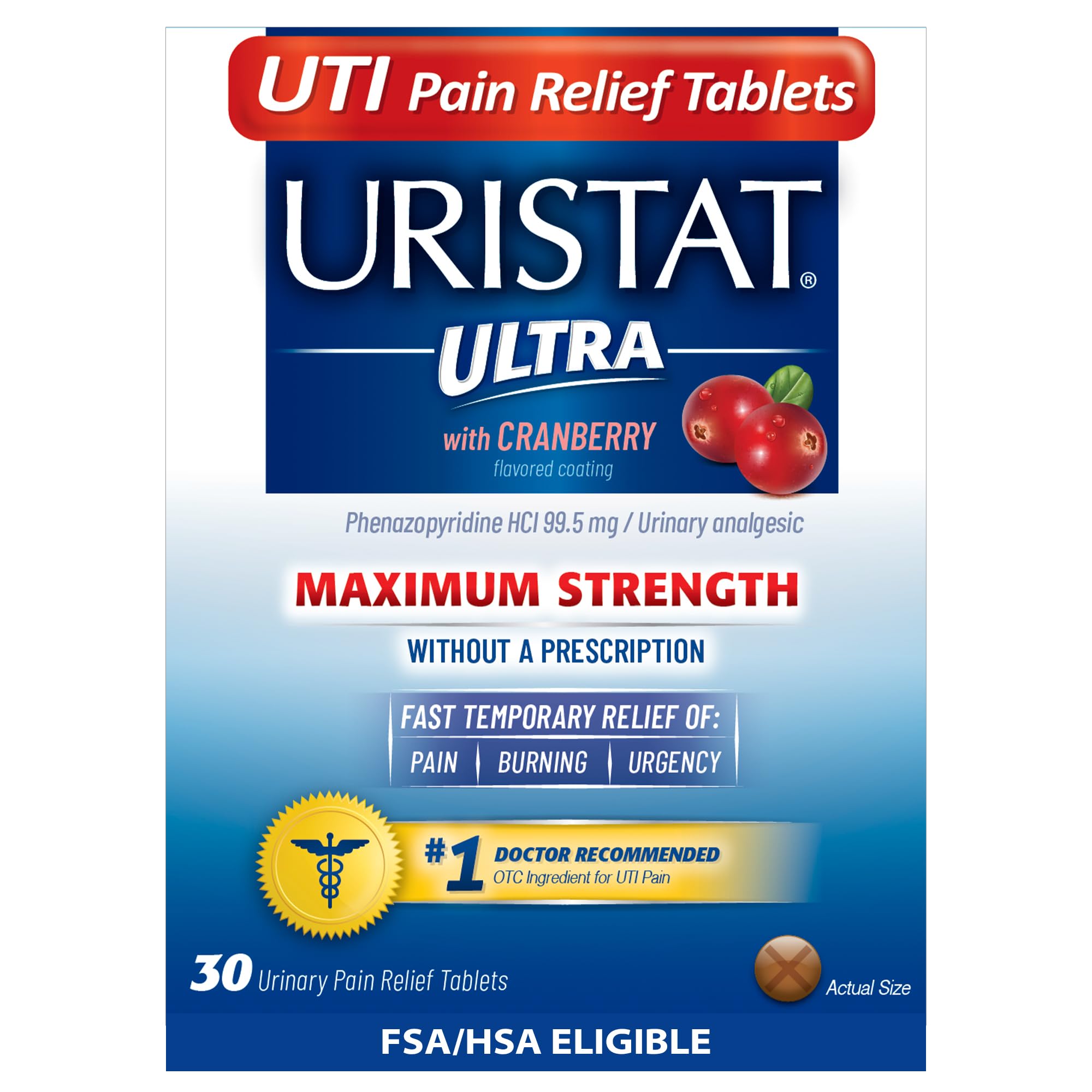 Uristat Ultra Strength UTI Relief Tablets – Ease Urinary Pain, Burning & Urgency, Cranberry Flavor, 30 Count URISTAT buy supplements Au