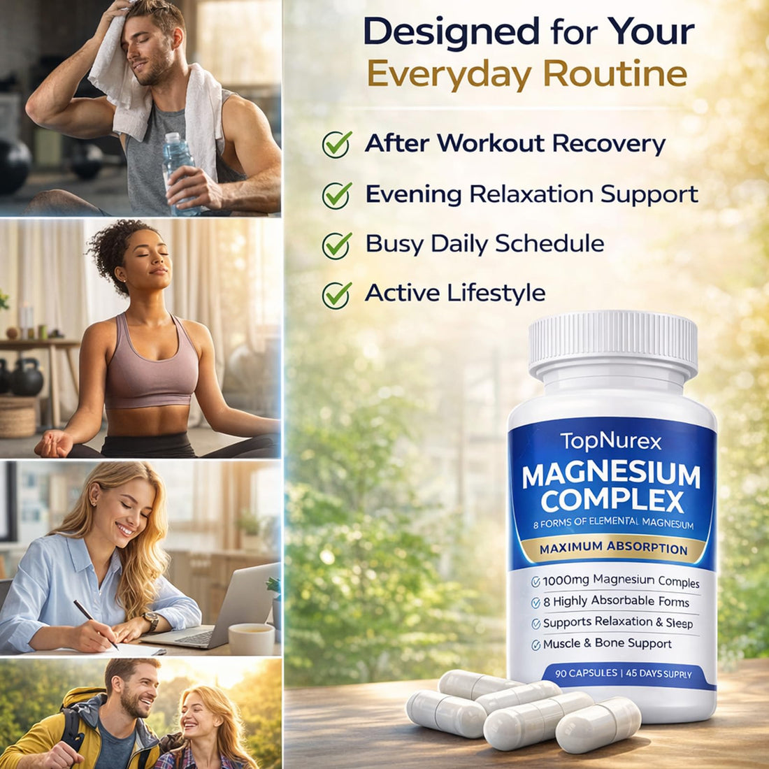 TopNurex Magnesium Complex dietary supplement bottle on a white background