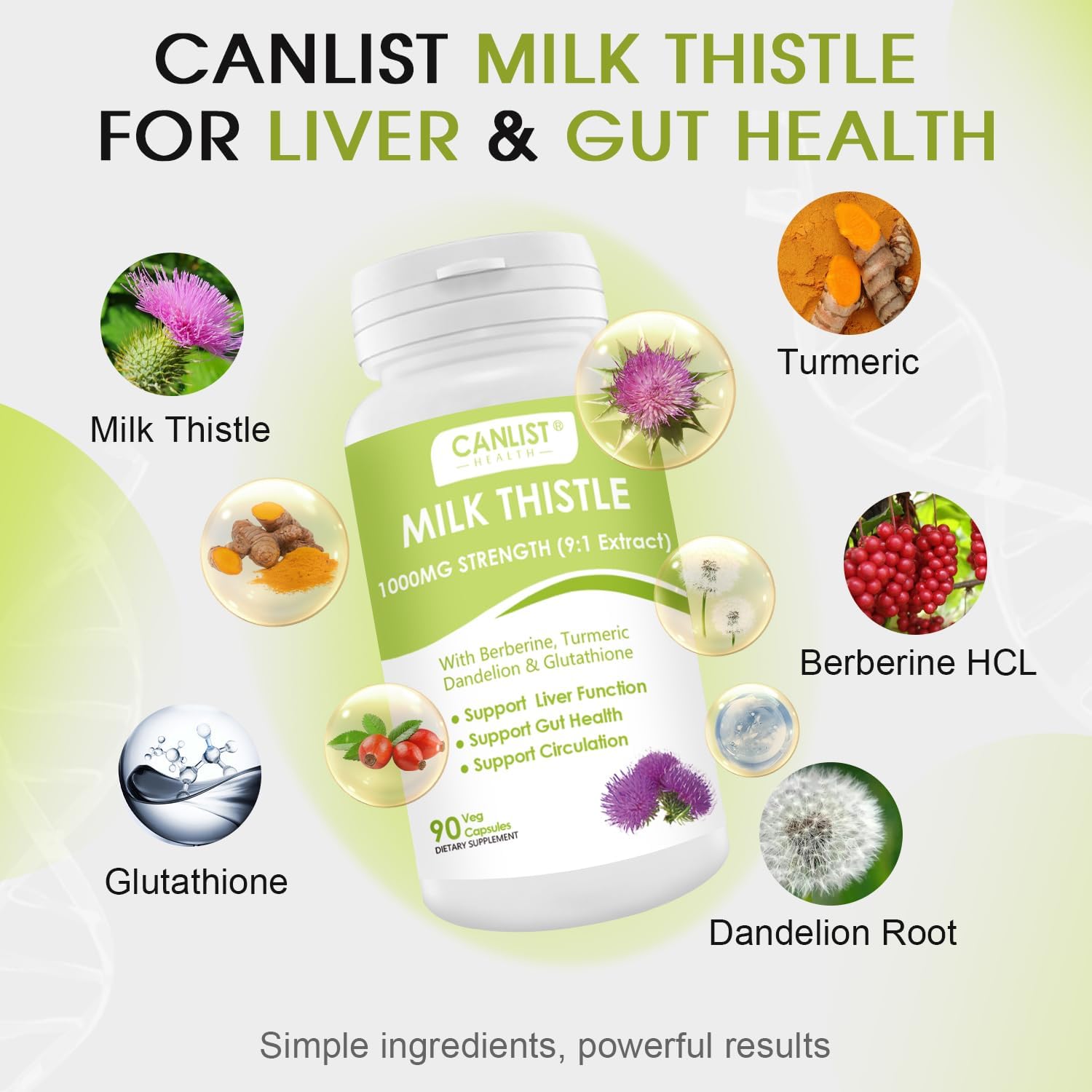 CANLIST Milk Thistle Capsules 1000mg, Potent 9:1 Extract, Liver Health Support, Detox & Cleanse, Antioxidant & Gut Health, Non-GMO, Gluten-Free, 90 Capsules