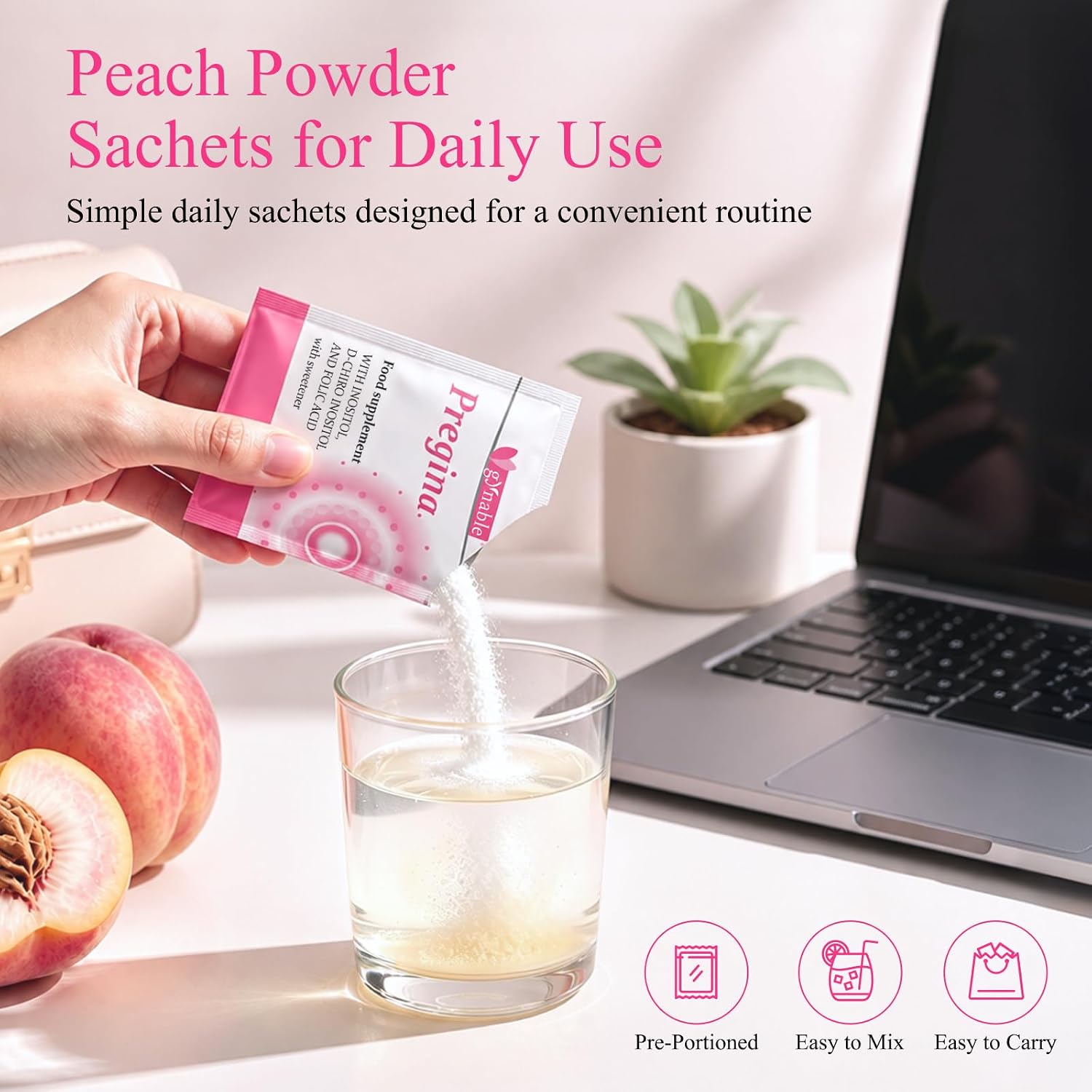 Gynable Pregina Myo-Inositol & D-Chiro Inositol for Women - Original 125:1 Formula, Hormonal Balance & Cycle Wellness, with Chaste Tree & Methylfolate, Powder Sachets, 30 Servings