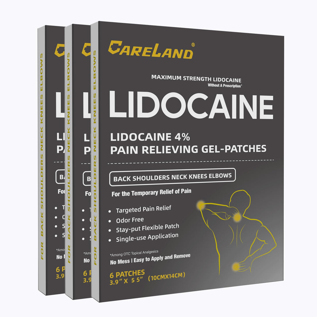 CARELAND Lidocaine Gel Patch, 18 Count Maximum Strength Pain Patches for Muscle Relief in Neck Knee Back and Shoulders Unscented Numbing Patch for Soothing Nerves, Joints CARELANDBuy Supplements Australia