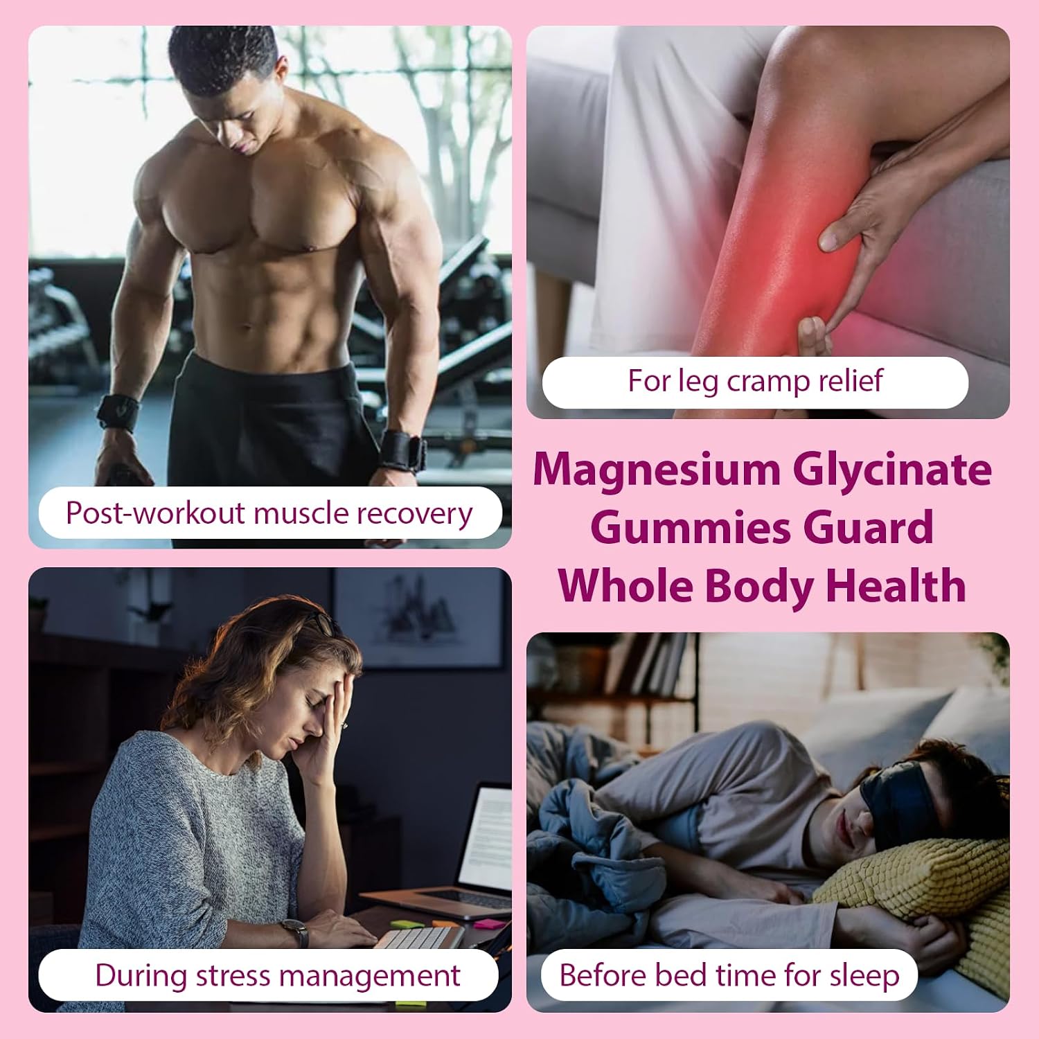 Magnesium Glycinate Gummies 400mg, Sugar Free, 60 Count | Magnesium Glycinate, Daily Wellness, Relaxation & Muscle Support, No Melatonin, Sugar Free, Vegan, Raspberry
