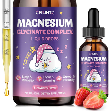 Magnesium Glycinate Liquid for Kids - Magnesium Bisglycinate Drops with L-Theanine, Chamomile & Vitamin B6, B12, C, D3 for Sleep, Relaxation, Immune Support, Calm & Focus - 2 Fl Oz, Strawberry Flavor CFILIHTCBuy Supplements Australia