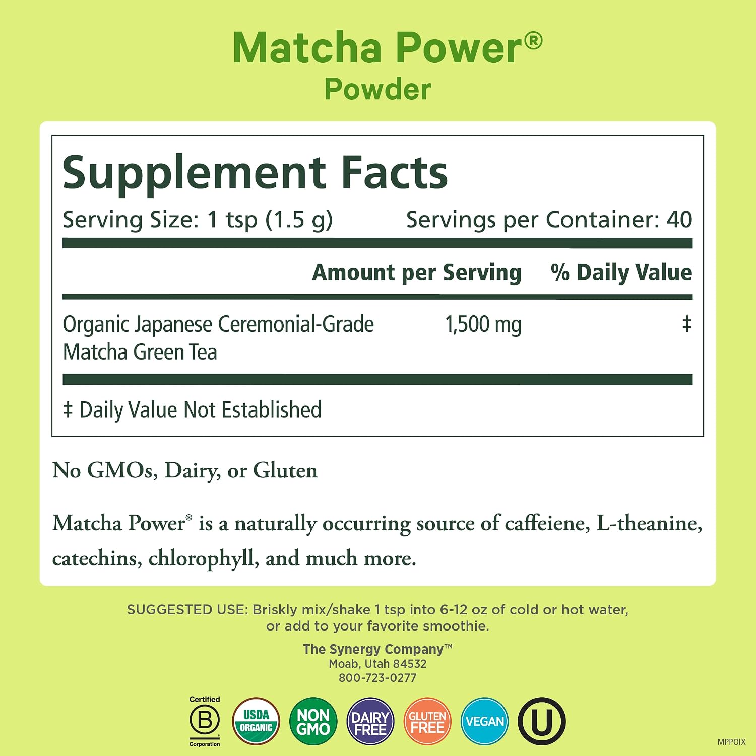 PURE SYNERGY Matcha Power | Organic Matcha Powder | Ceremonial Grade Japanese Green Tea Powder | For Enhanced Energy & Alertness (2.1 oz)