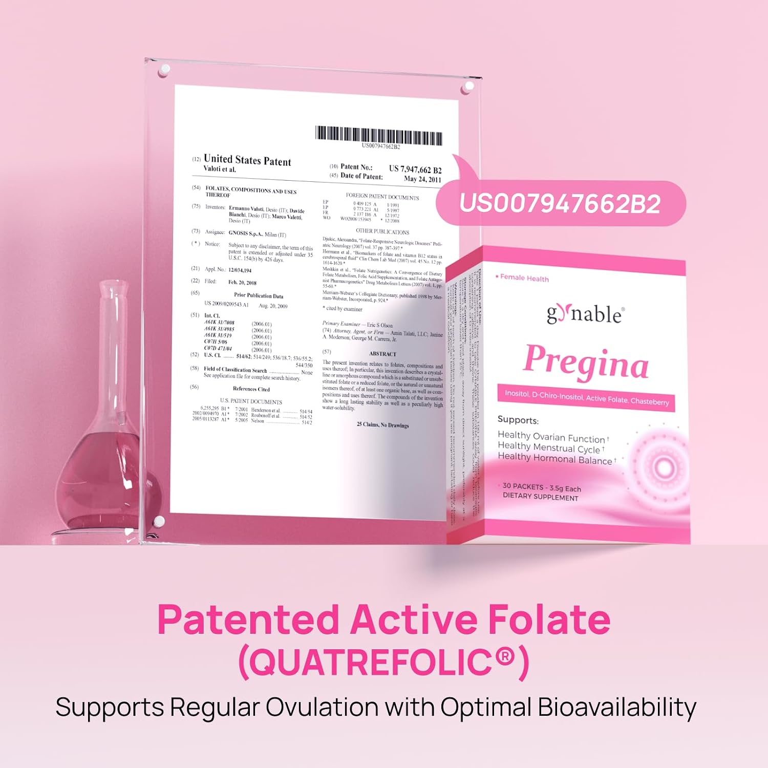 Gynable Pregina Myo-Inositol & D-Chiro Inositol for Women - Original 125:1 Formula, Hormonal Balance & Cycle Wellness, with Chaste Tree & Methylfolate, Powder Sachets, 30 Servings