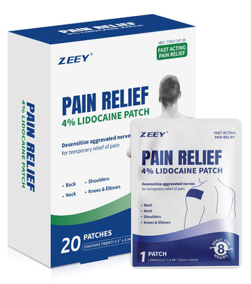 ZEEY 4% Lidocaine Pain Relief Patches, Maximum Strength OTC, for Back, Knee, Neck, Shoulders, Joints, Muscle Soreness, Fast Acting, Topical Anesthetic, Large Gel Patch, 5.5" x 3.94", 20Ct ZEEYBuy Supplements Australia