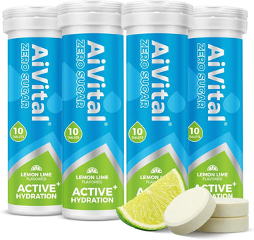 AiVital™ Sugar Free Electrolyte Tablets, Essential Electrolytes, 40 Serving | Daily Hydration Support with BCAA and Selenium, No Sugar, Keto Friendly, Vegan and Non-GMO
