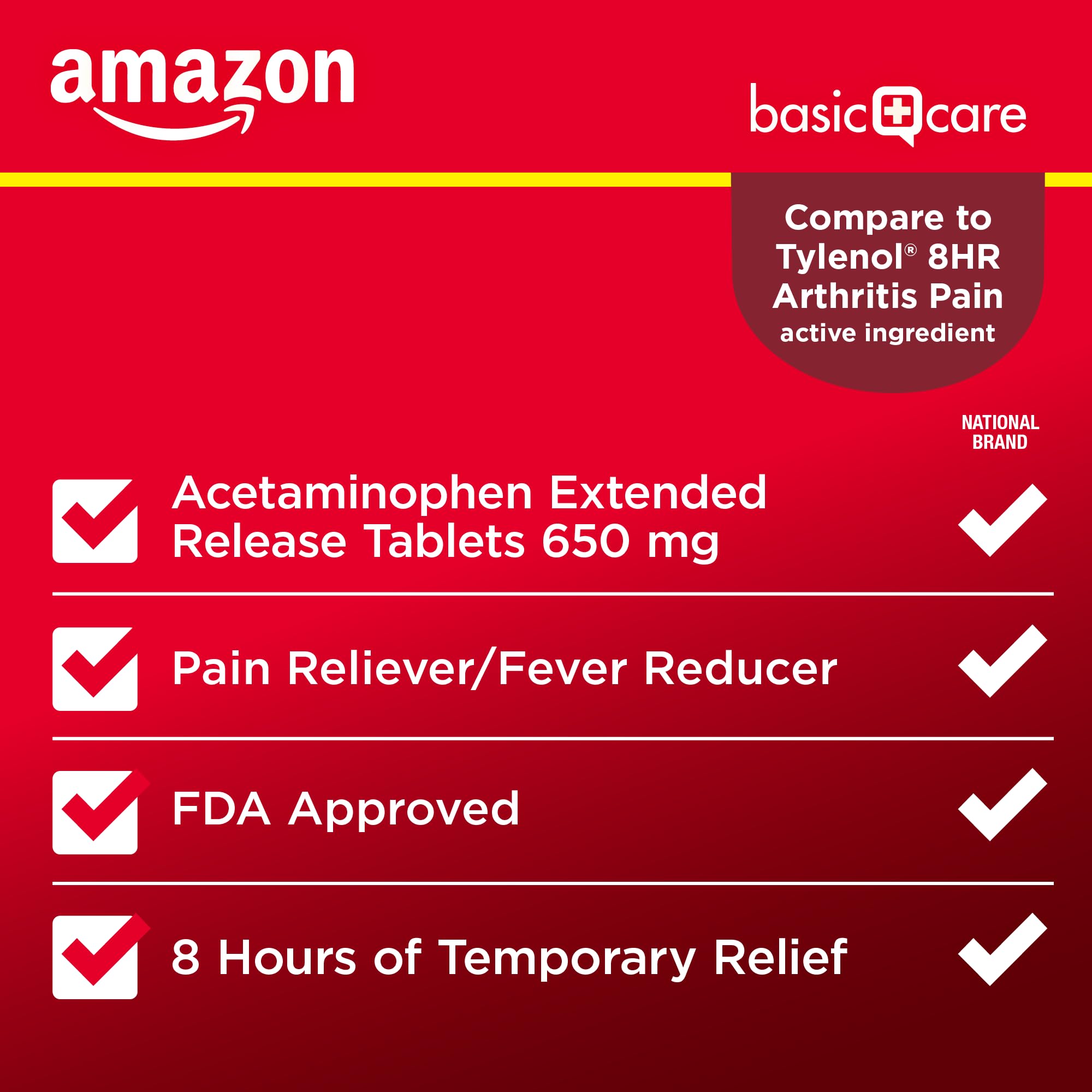 Amazon Basic Care Acetaminophen Extended-Release Tablets, 650 mg, Pain Reliever, Fever Reducer, Arthritis Pain, Headache, Backache, Menstrual Pain, 400 Count Amazon Basic Care buy supplements Au
