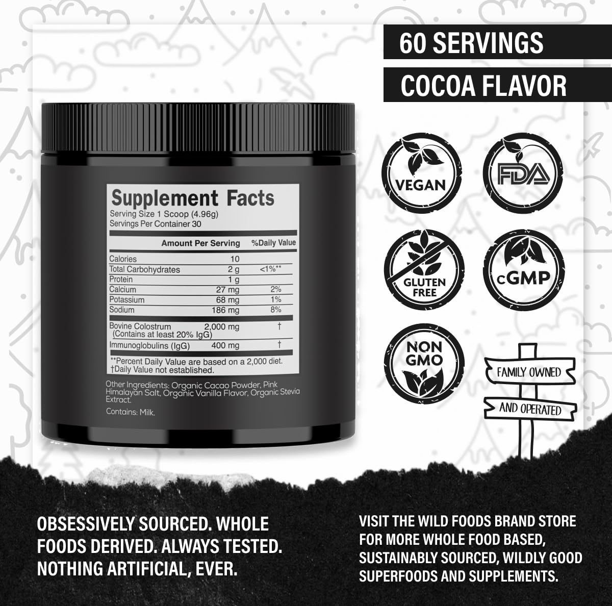 Cocotropic Organic Mushroom Cacao Mix (8oz) & Colostrum Powder (5.22oz) Bundle for Gut Health and Energy