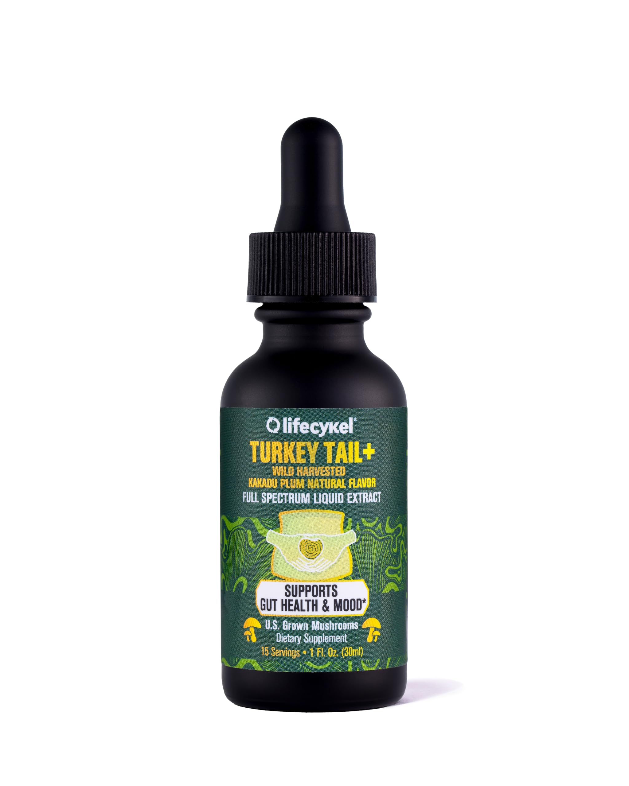 Life Cykel -Turkey Tail Mushroom Liquid Extract Kakadu Plum- 100% Organic Turkey Tail Mushrooms-Immune Support Supplement Immune Defense Antioxidants Vitamin C Made in US, 2 Fl oz(Packaging May Vary)