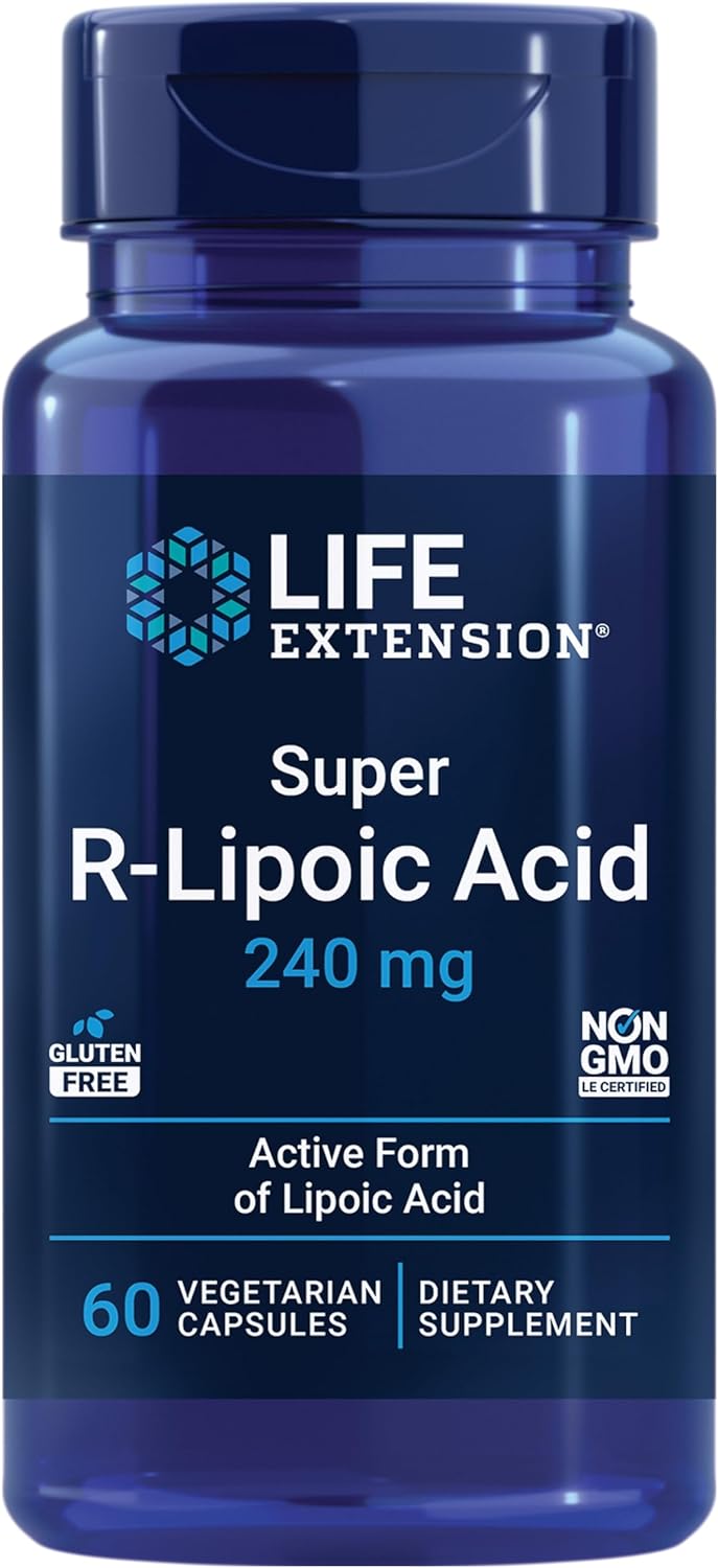 Life Extension Super R-Lipoic Acid – Healthy Aging, oxidative Stress Defense – with 240 mg of Active R-Form of R-Lipoic Acid – Gluten-Free – Non-GMO – Vegetarian – 60 Capsules | Active R-Form for Healthy Aging & Oxidative Stress Defense, 240 mg R-Lipoic A