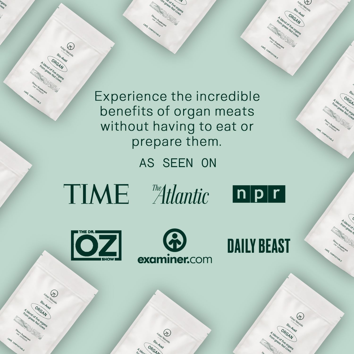 Adapt Naturals Beef Organ Supplement, Bioavailable Grass Fed Organ Capsules | Blend of Beef Liver, Heart, Kidney, Pancreas, Spleen, Supports Liver Cleanse Detox & Repair, Source of CoQ10 - 30 Days Supply