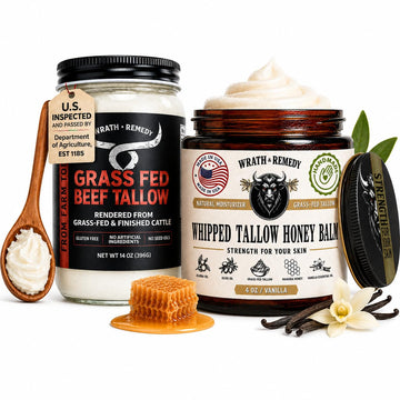 Beef Tallow for Cooking (14 oz) + Organic Beef Tallow for Skin - 4 OZ (Vanilla)