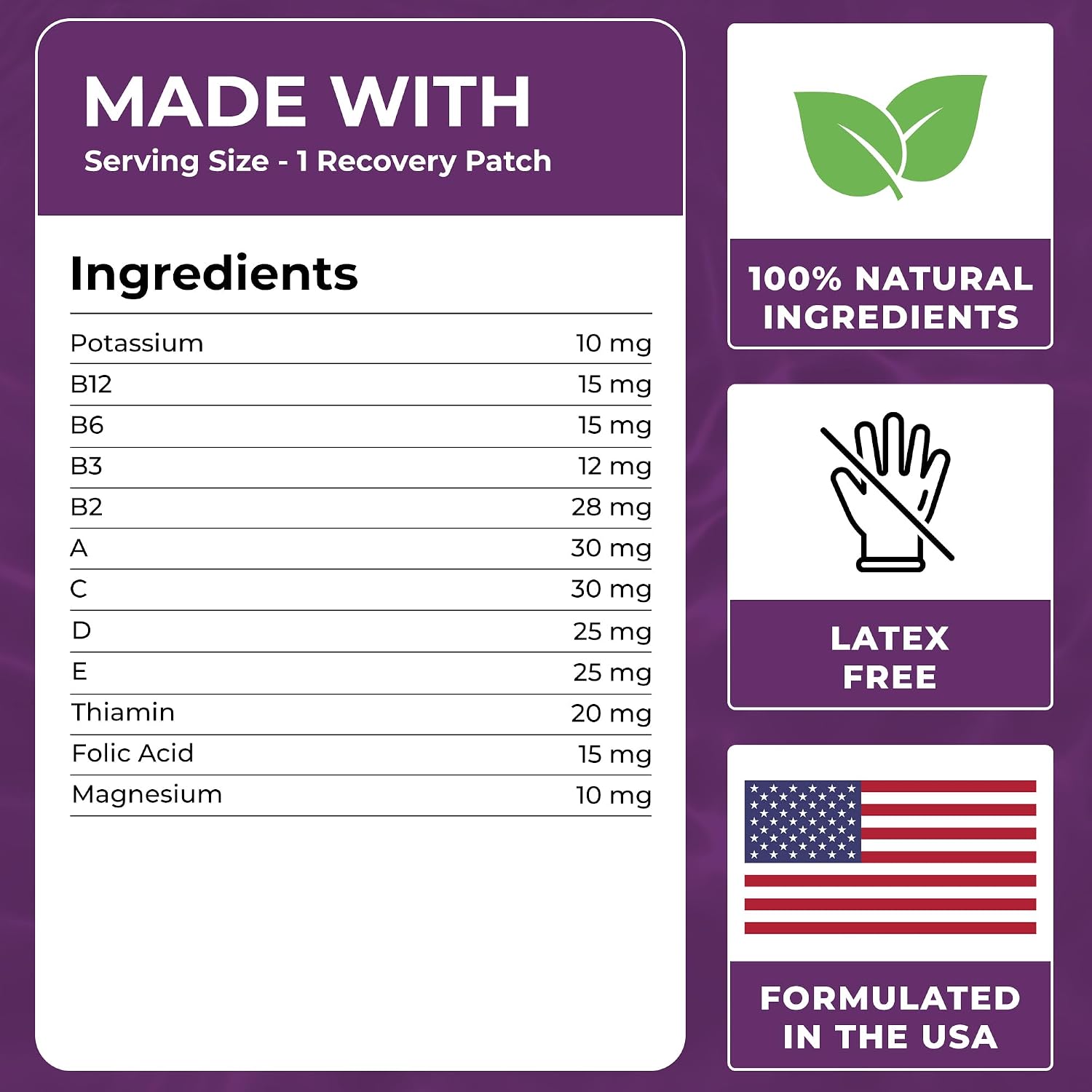 Recovery Patches 60 Pack - Wake Up Refreshed & Energized | Skin-Friendly | 100% Natural Ingredients, Patch For Party, Skin-Friendly & Waterproof, Apply Before Drinking, Enhanced Morning Formula