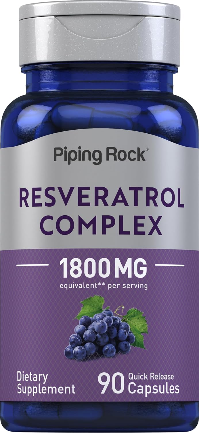 Piping Rock Resveratrol Complex | 90 Capsules | Ultra Potent Formula | Non-GMO, Gluten Free Supplement