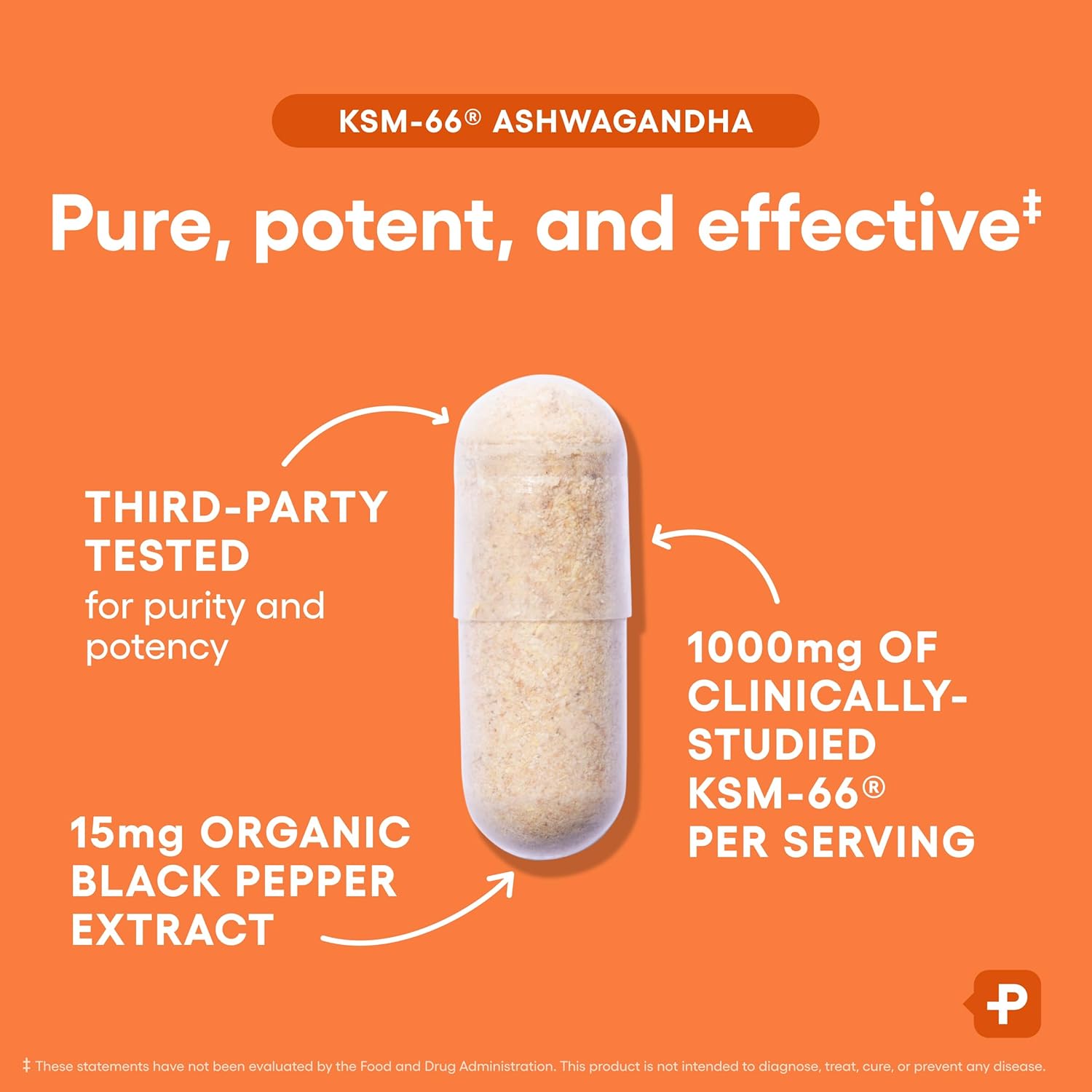 Physician's CHOICE KSM-66 Ashwagandha Root Extract 1,000mg, Organic, 60ct | Stress, Mood & Athletic Support, 5% Withanolides with Black Pepper Extract for Maximum Absorption, Vegan