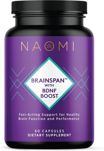 NAOMI BrainSpan™ with BDNF Support - Supports Working Memory, Focus & Concentration - CogniSage™, CognatiQ®, Lion Mane, Phosphatidylserine, Ginkgo Biloba, B6 & B12, Non-GMO, 30-Day Supply