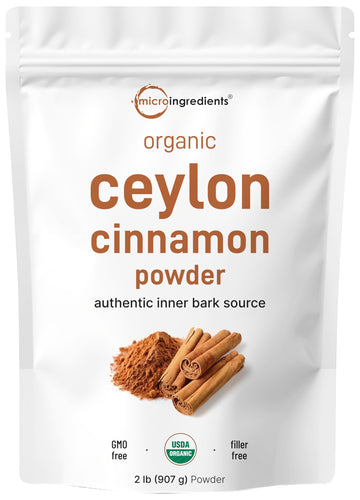 Micro Ingredients Organic Ceylon Cinnamon Powder, 8 oz | Sri Lanka Source | True Cinnamon for Spice & Seasoning | Great for Baking, Cooking, & Drinks | Additive Free, Non-GMO