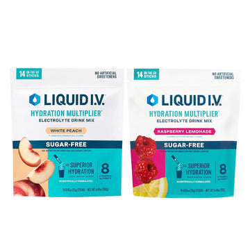 Liquid I.V.® Hydration Multiplier Sugar-Free - Classics - White Peach + Raspberry Lemonade - 2 Pack (14 Servings)