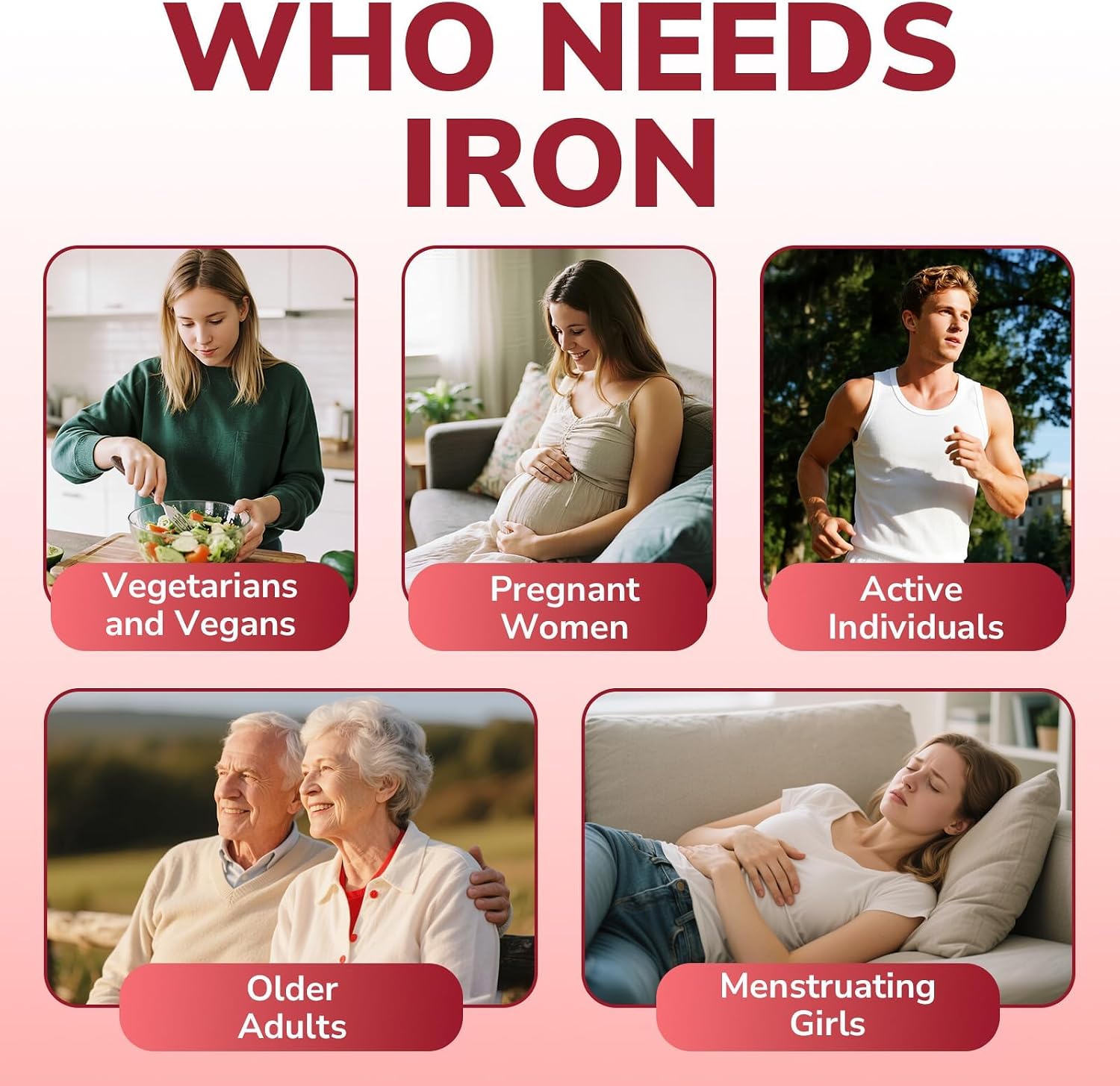 Vitalibre Iron Supplement for Women & Men, 65 mg, Ferrous Sulfate, Vitamin C, D3, B6, B12, Folate, Beet Root, Spinach, Pumpkin Seeds, Nettle, for Red Blood Cell & Energy Production, 60 Tablets