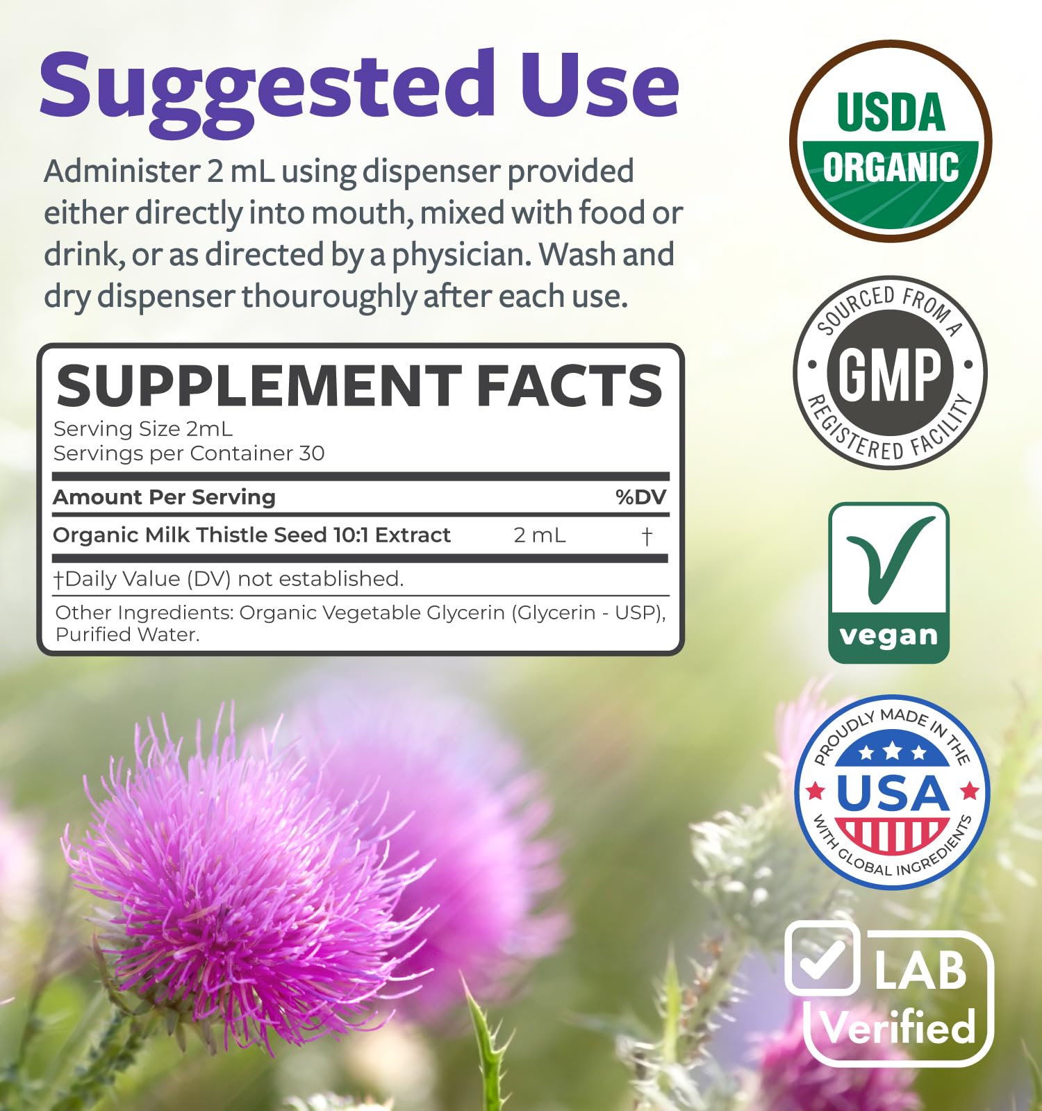 USDA Organic Milk Thistle Capsules - 80% Silymarin Supplement for Liver Support- Super Concentrated 300mg of 30:1 Milk Thistle Extract Equivalent to 9,000mg - Milk Thistle Liver Detox 60 Day Supply